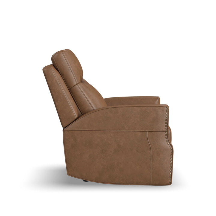 Maxwell Leather Power Gliding Recliner with Power Headrest and Lumbar in Cedar
