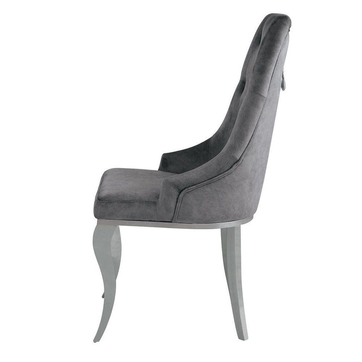 Dekel - Side Chair Set of 2) - Gray Fabric & Stainless Steel