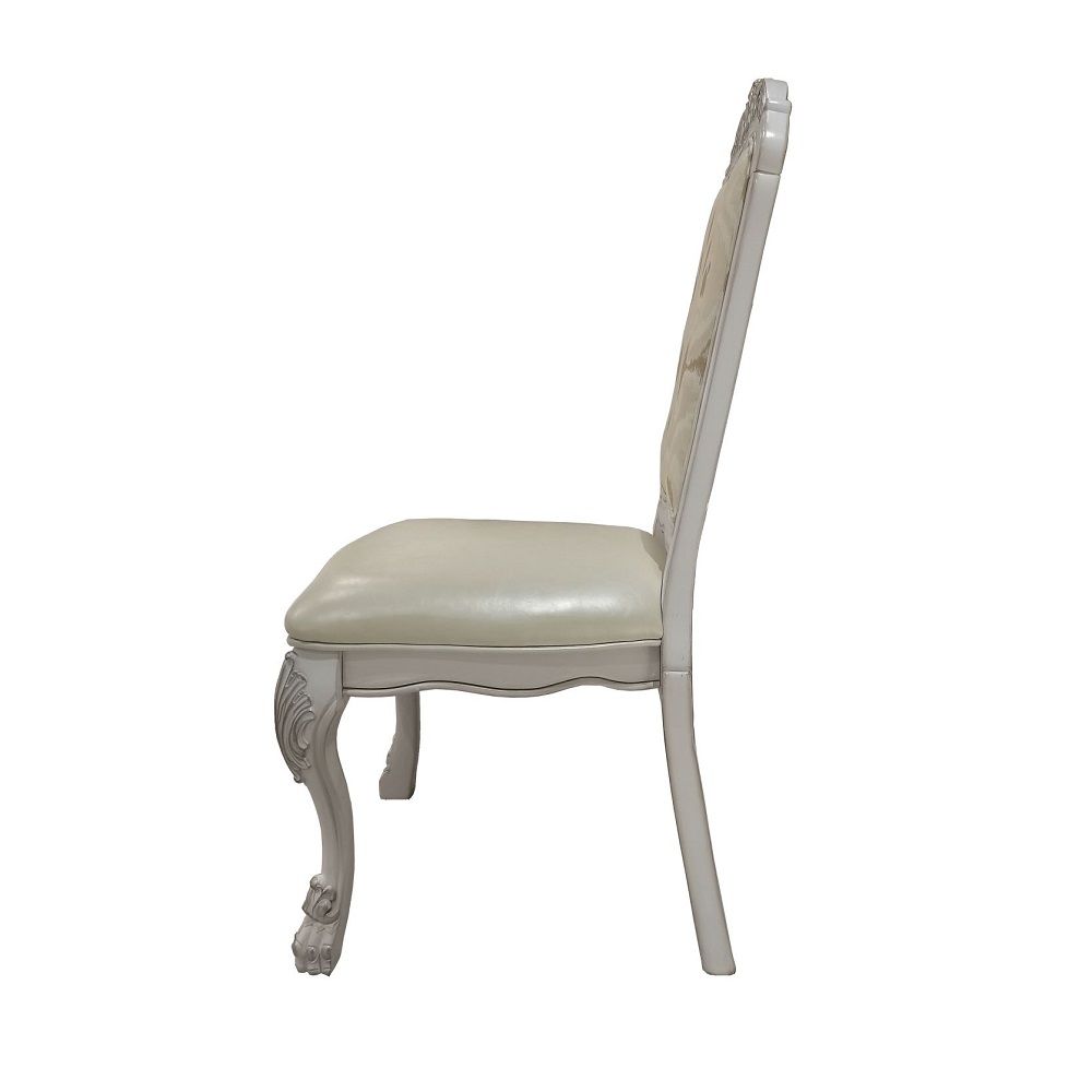 Dresden - Side Chair Set of 2) - Synthetic Leather, Fabric & Bone White