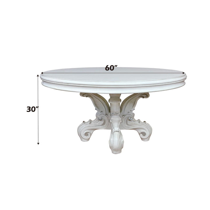 Versailles - Round Dining Table - Synthetic Leather & Bone White