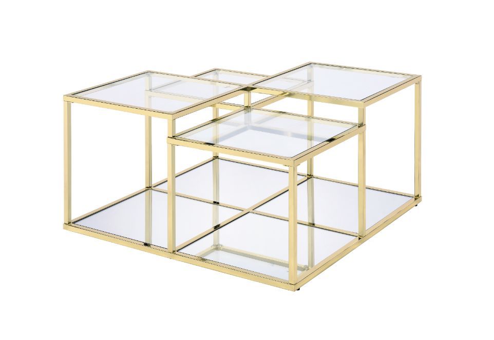 ACME Furniture Uchenna Coffee Table Clear Glass & Gold