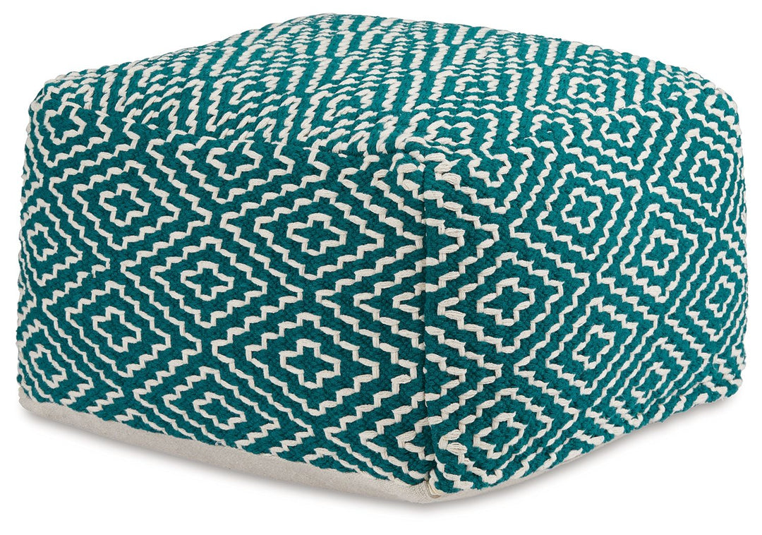 Brynnsen - Pouf - Teal / Ivory