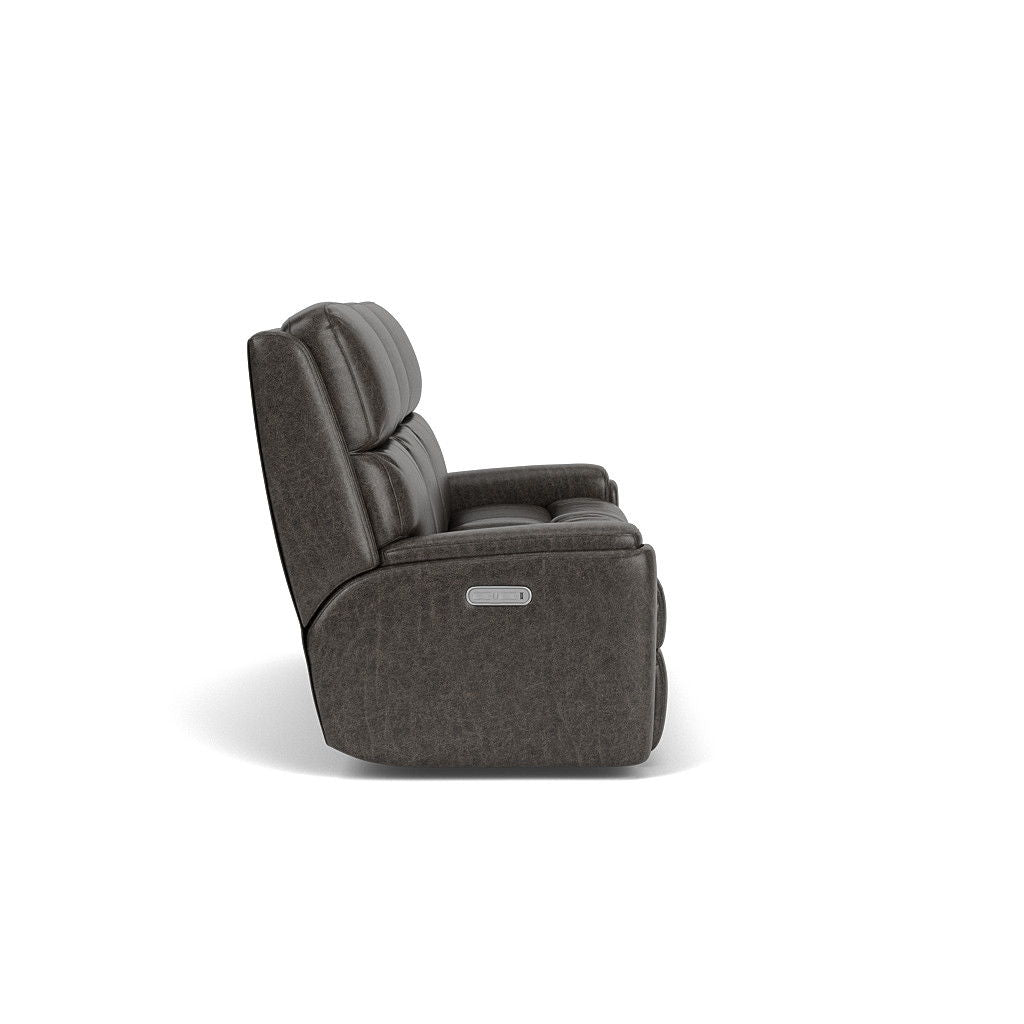 Flexsteel 3904-62H Rio  Leather Power Reclining Sofa, Power Headrests  Dark Brown