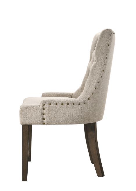 Farren - Side Chair Set of 2) - Beige Fabric & Weathered Oak