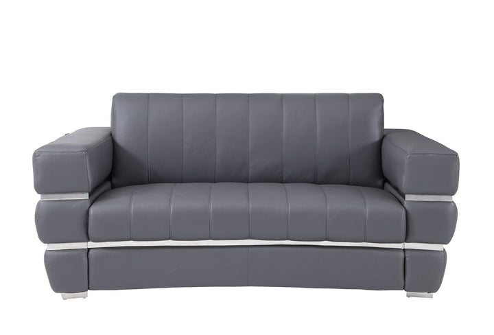 DivanItalia 904 3-Piece Sofa Set in Top-Grain Italian Leather - Dark Gray