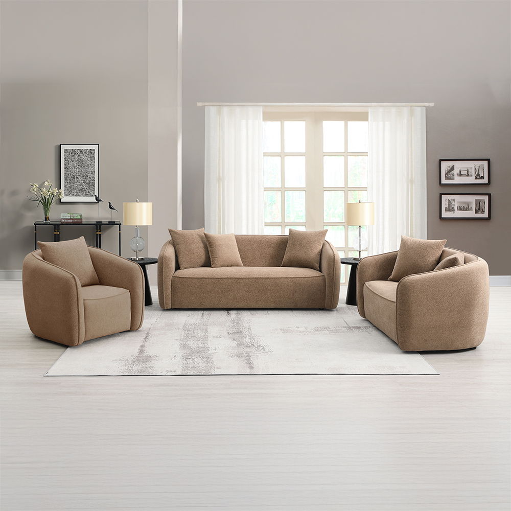Keith - Loveseat With 2 Pillows - Brown Chenille