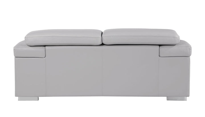 DivanItalia 415 Loveseat with Adjustable Headrest in Top-Grain Italian Leather - Light Gray