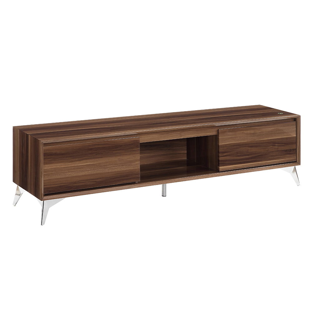 Raceloma - TV Stand - Walnut & Chrome