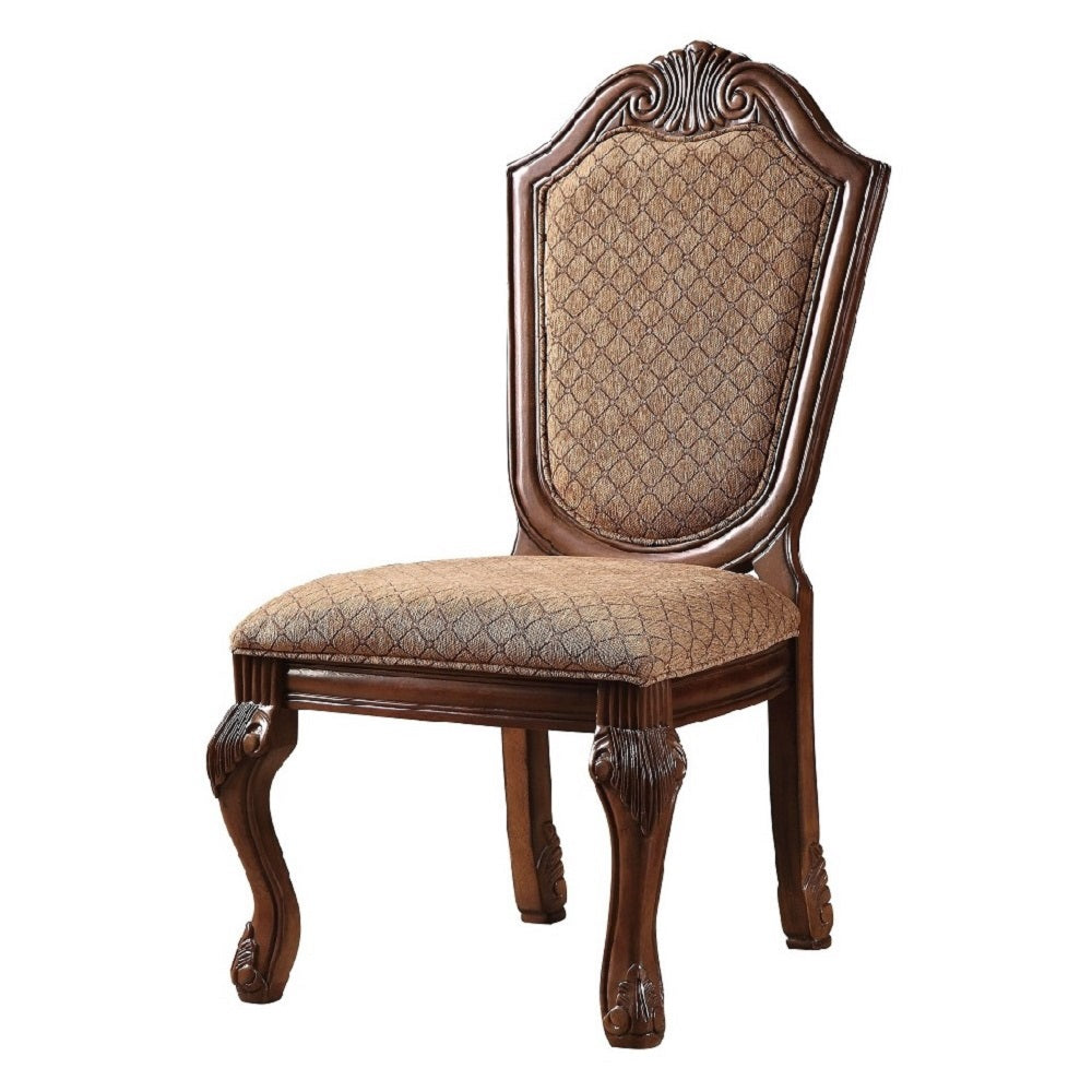 Chateau De Ville Side Chair (Set-2) in Fabric & Cherry Finish