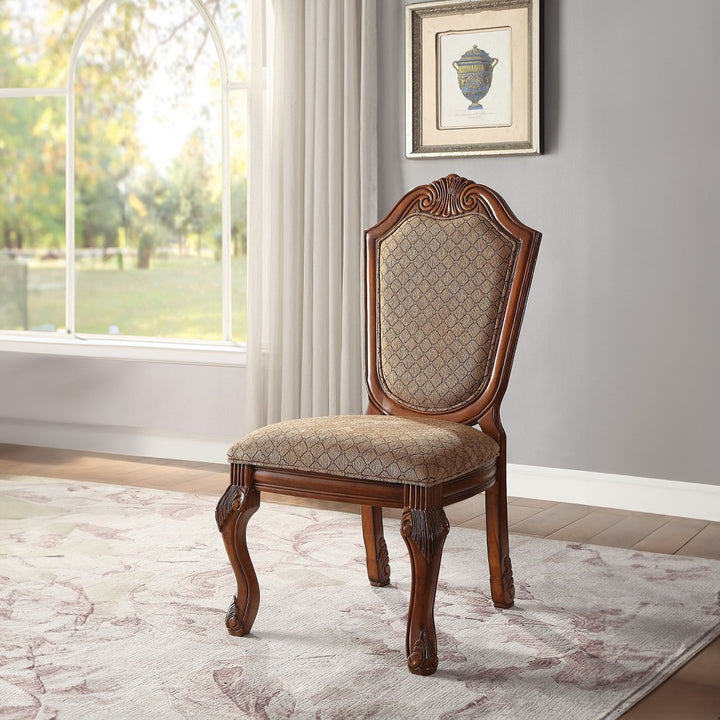 Chateau De Ville Side Chair (Set-2) in Fabric &amp; Cherry Finish