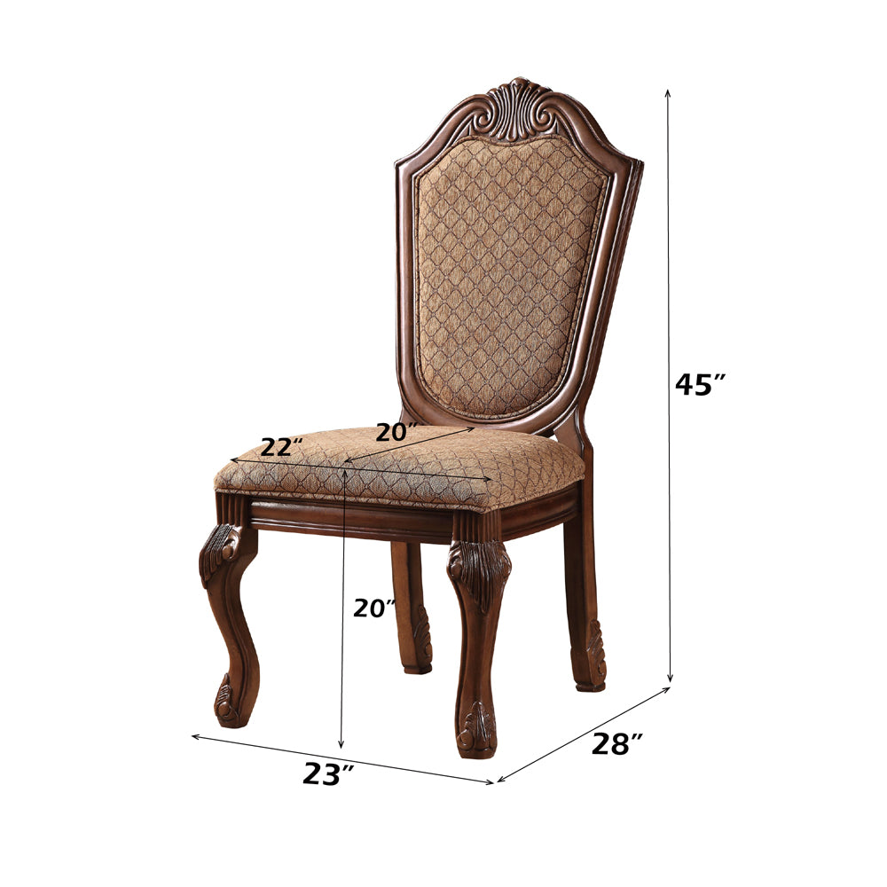 Chateau De Ville Side Chair (Set-2) in Fabric & Cherry Finish - dimensions