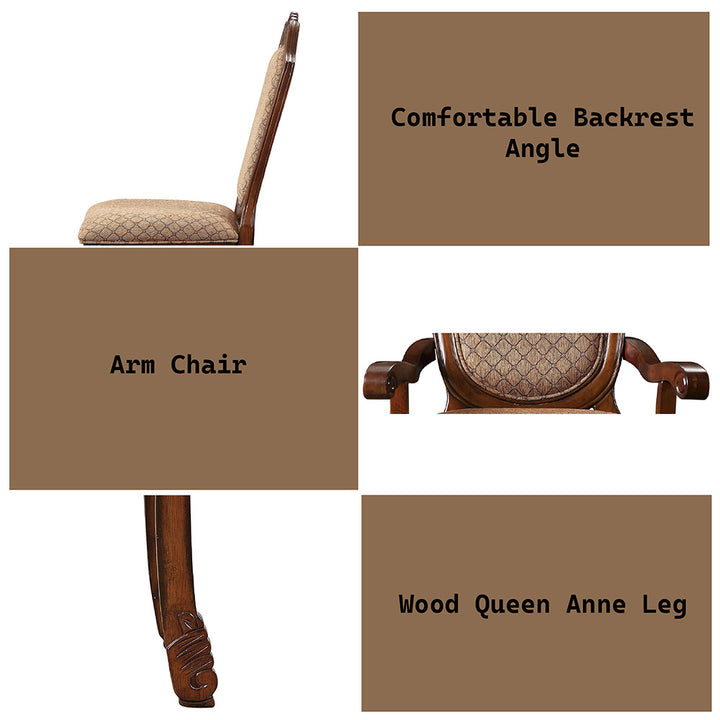 Chateau De Ville Arm Chair (Set-2) in Fabric &amp; Cherry Finish