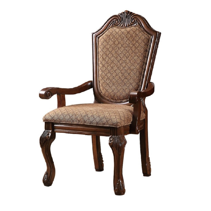 Chateau De Ville Arm Chair (Set-2) in Fabric &amp; Cherry Finish