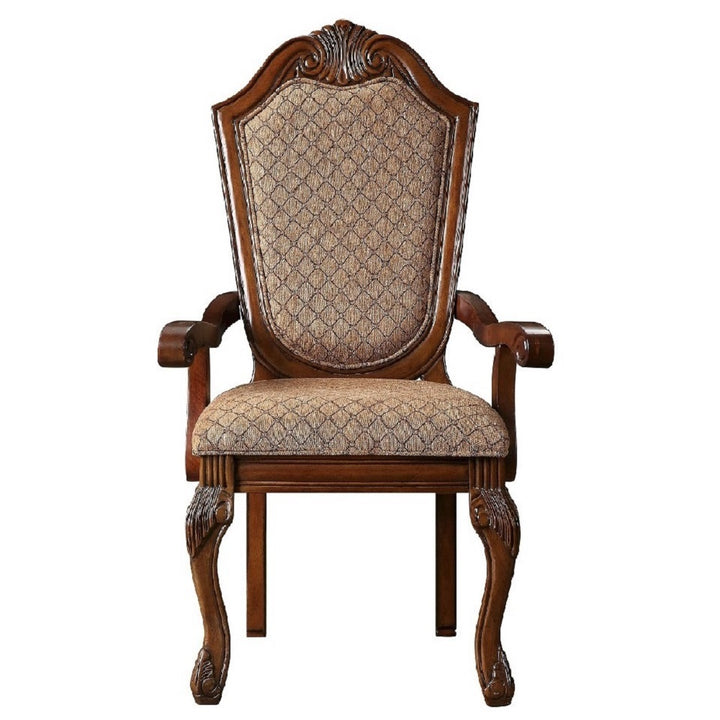 Chateau De Ville Arm Chair (Set-2) in Fabric &amp; Cherry Finish