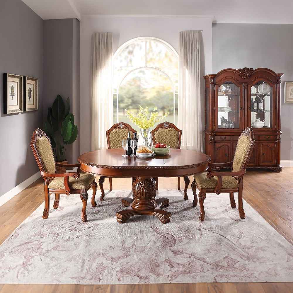 Chateau De Ville Arm Chair (Set-2) in Fabric & Cherry Finish - lifestyle