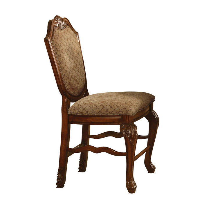 Chateau De Ville Counter Height Chair (Set-2) in Fabric &amp; Cherry Finish