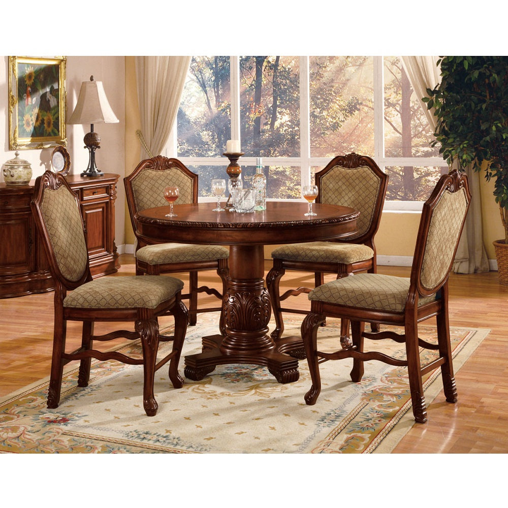 Chateau De Ville Counter Height Chair (Set-2) in Fabric & Cherry Finish - lifestyle