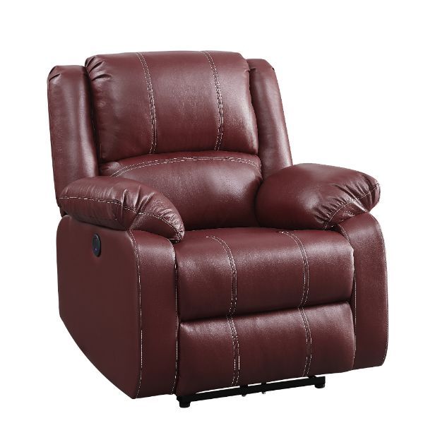 Zuriel - Power Motion Recliner With USB - Red Synthetic Leather