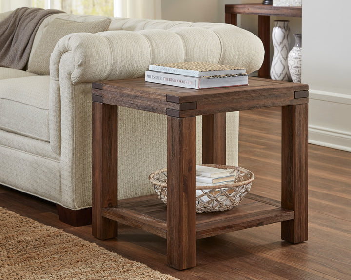Modus Furniture 3F4122 Meadow Solid Wood Rectangular Side Table In Brick Brown