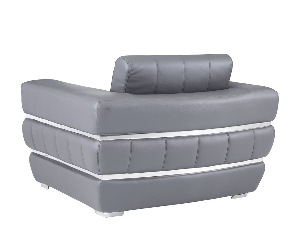 DivanItalia 904 Chair in Top-Grain Italian Leather - Dark Gray