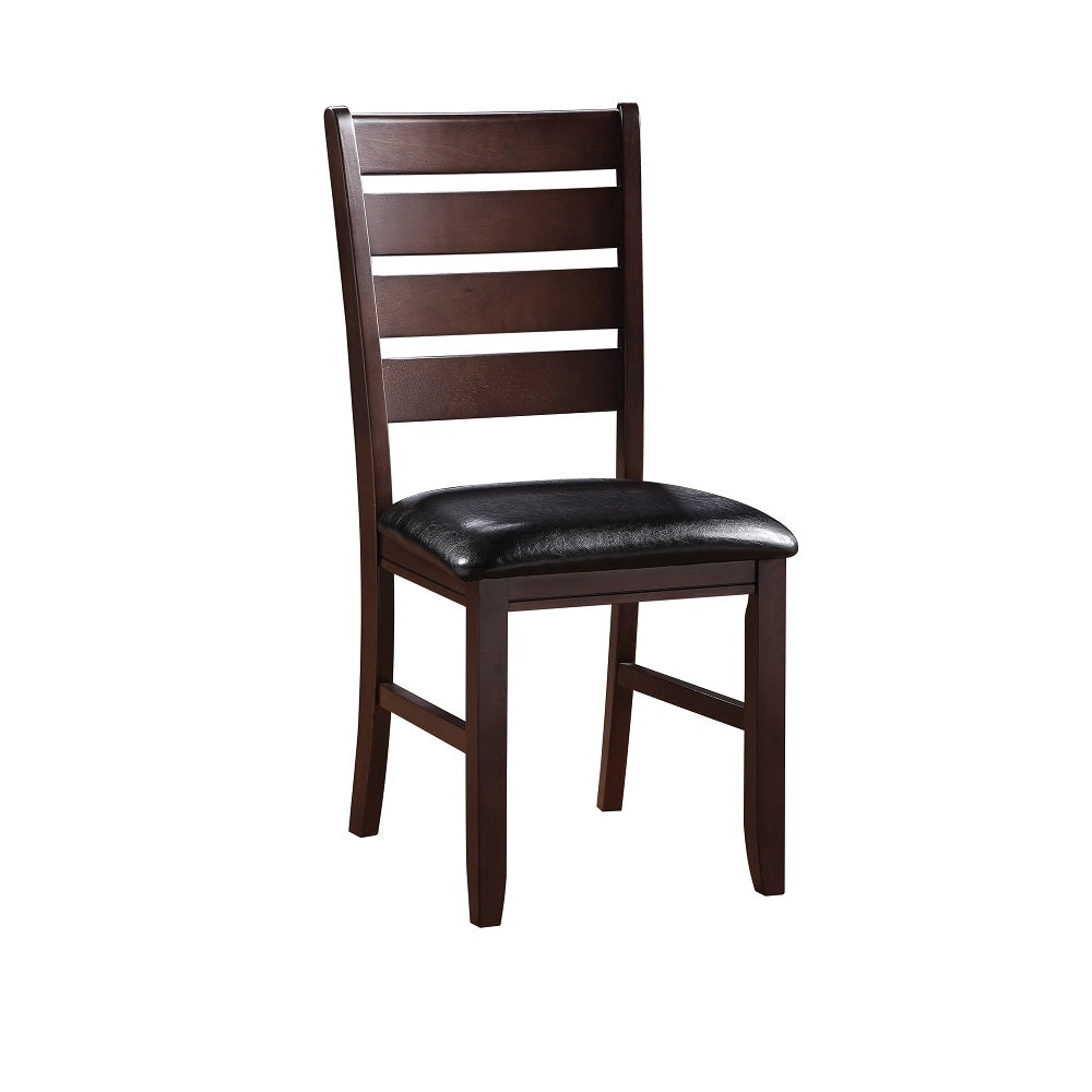 Urbana Side Chair in Black Synthetic Leather & Cherry Finish