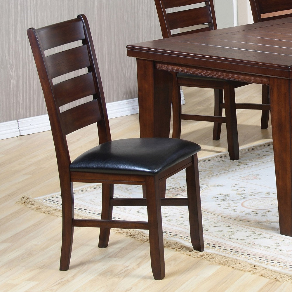 Urbana Side Chair in Black Synthetic Leather & Cherry Finish