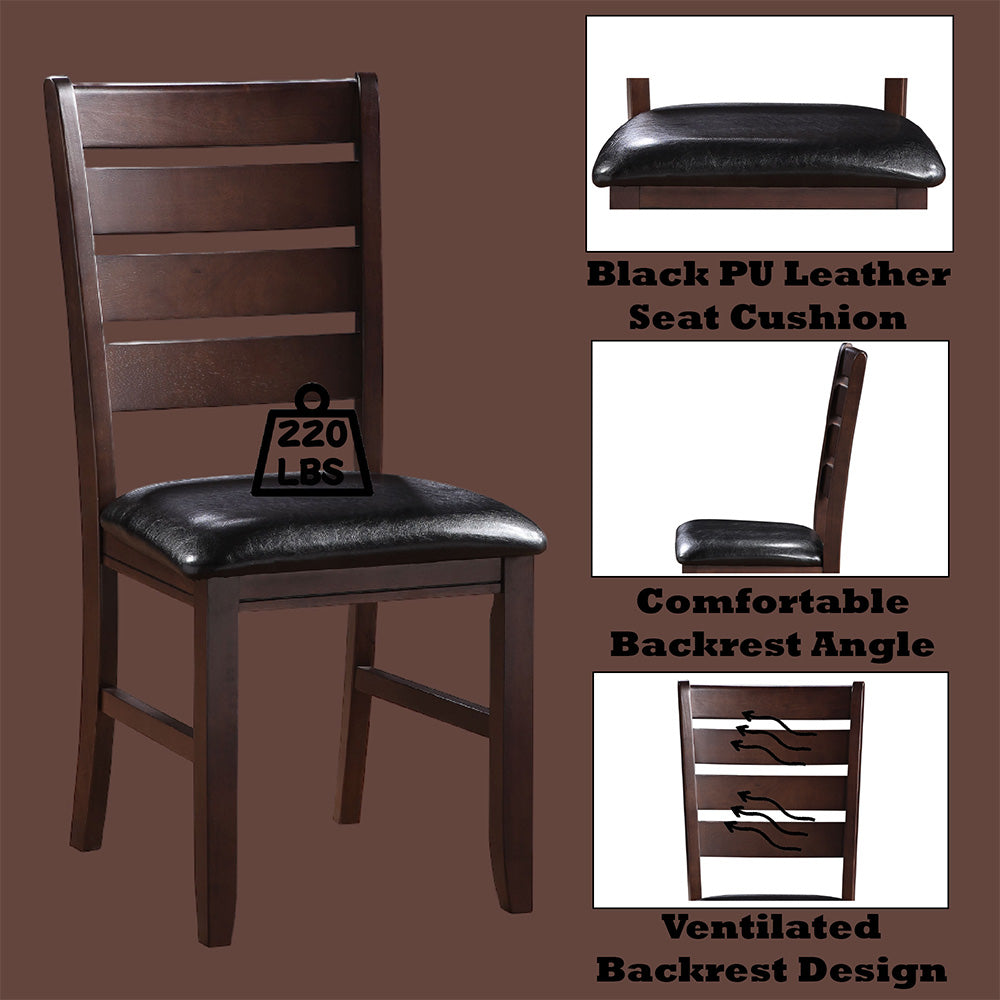 Urbana Side Chair (Set of 2) - Black Faux Leather & Cherry