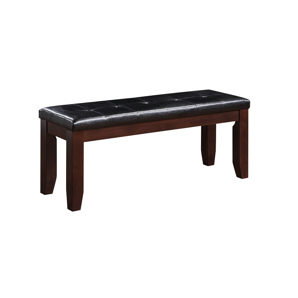 Urbana Bench - Black Faux Leather & Cherry