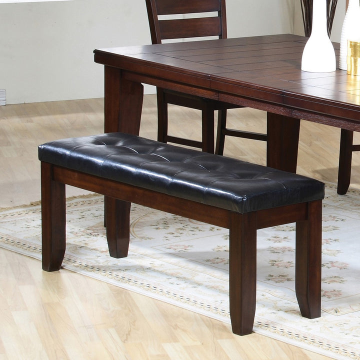 Urbana Bench - Black Faux Leather &amp; Cherry