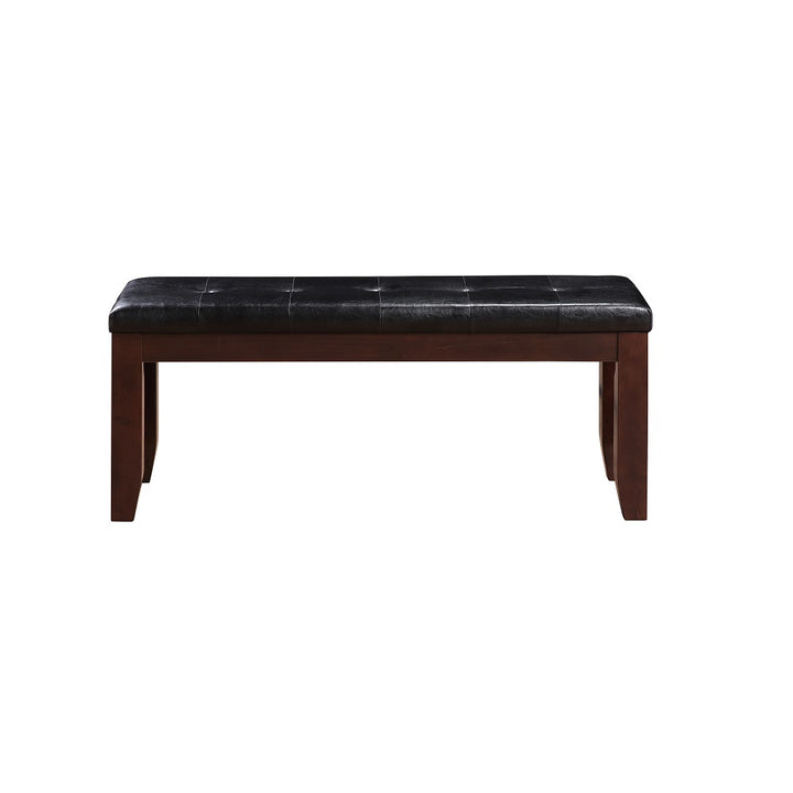 Urbana Bench - Black Faux Leather &amp; Cherry