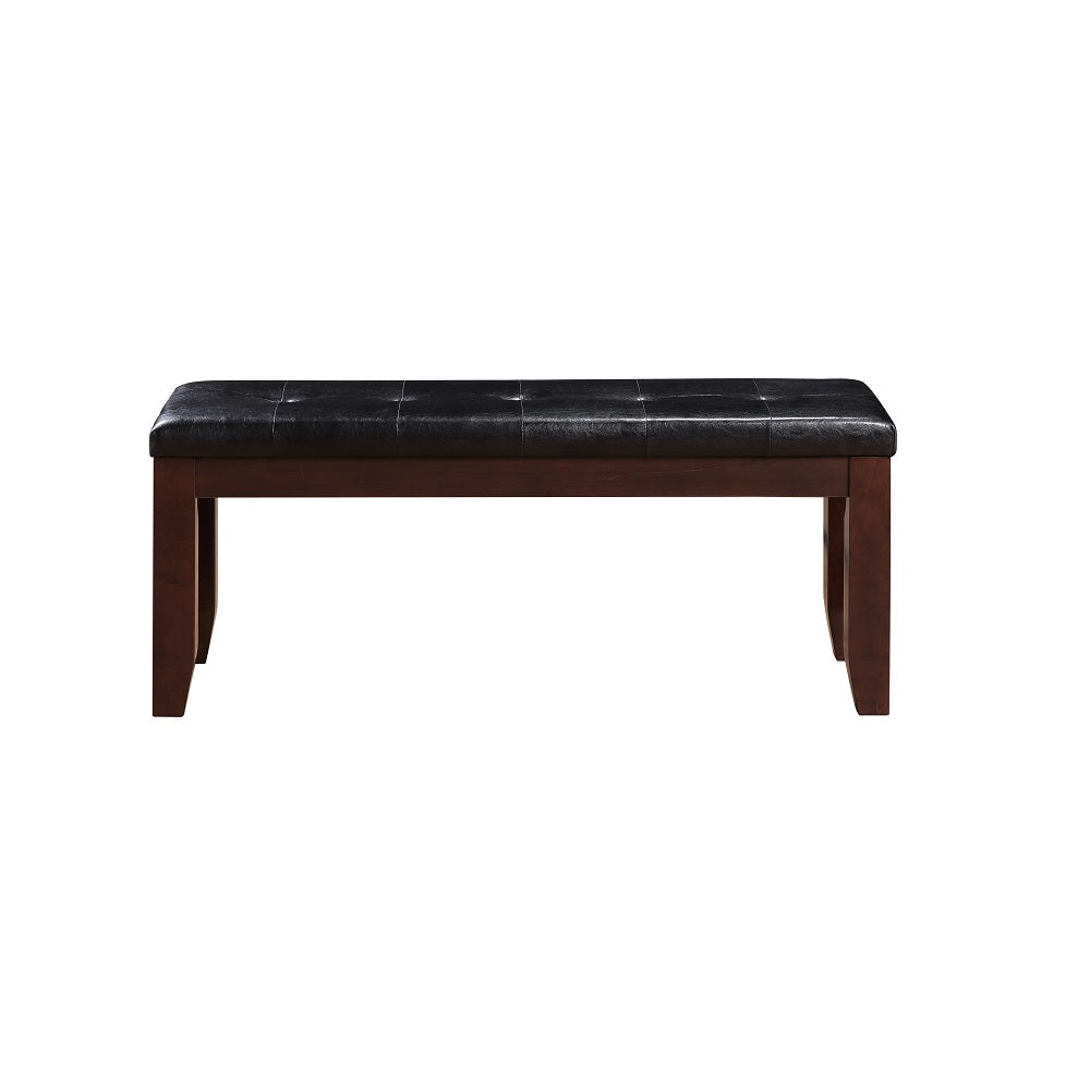Urbana Bench - Black Faux Leather & Cherry