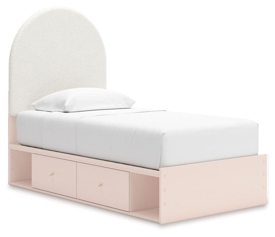 Wistenpine - Twin Upholstered Panel Bed With Under Bed Storage - Blush by Ashley Furniture product image