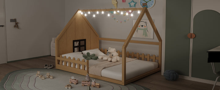 wood-house-bed-with-window-and-fence-natural