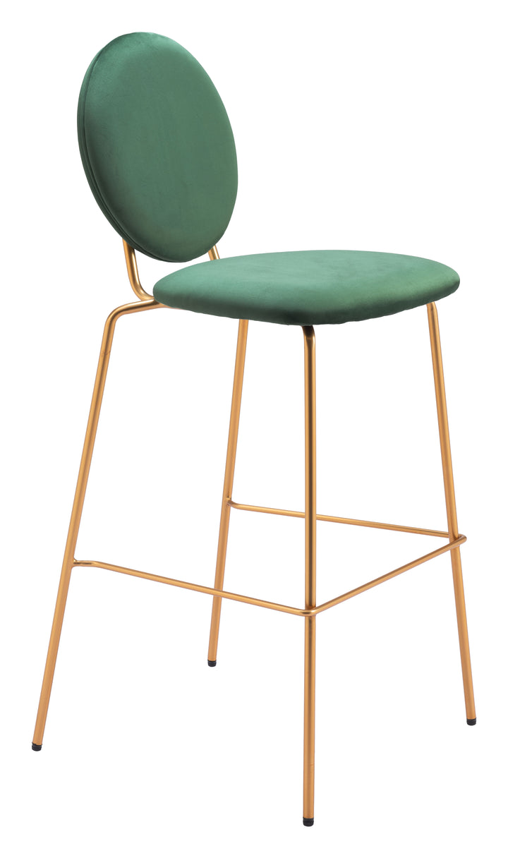 Zuo Modern 109806 Odessa Barstool (Set of 2) Green &amp; Gold