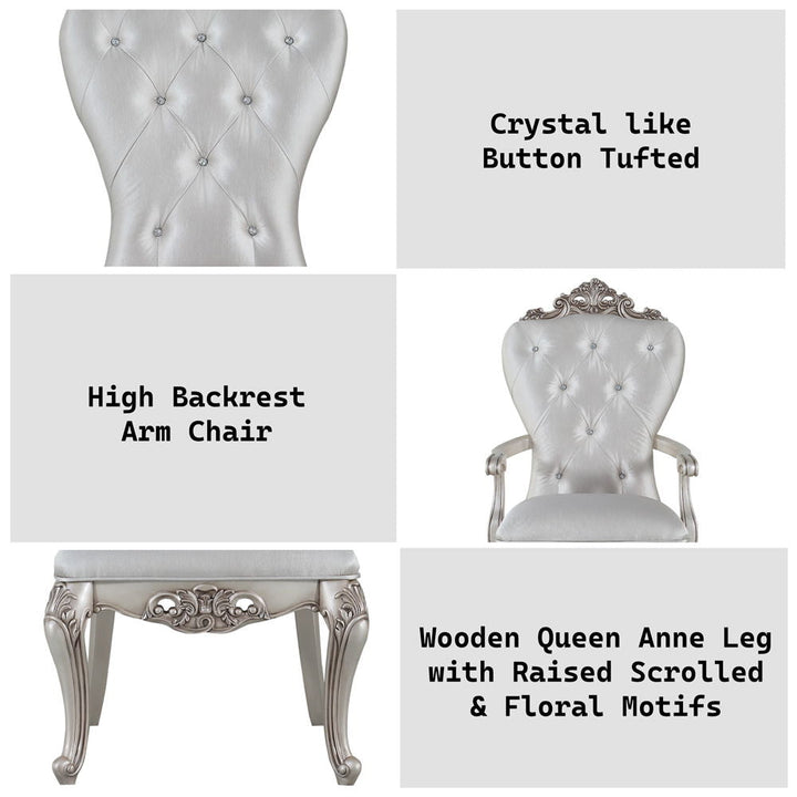 Gorsedd - Arm Chair Set of 2) - Cream Fabric & Golden Ivory