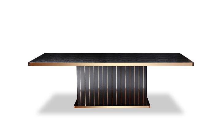 Talin Modern Black Crocodile  and  Rosegold Dining Table