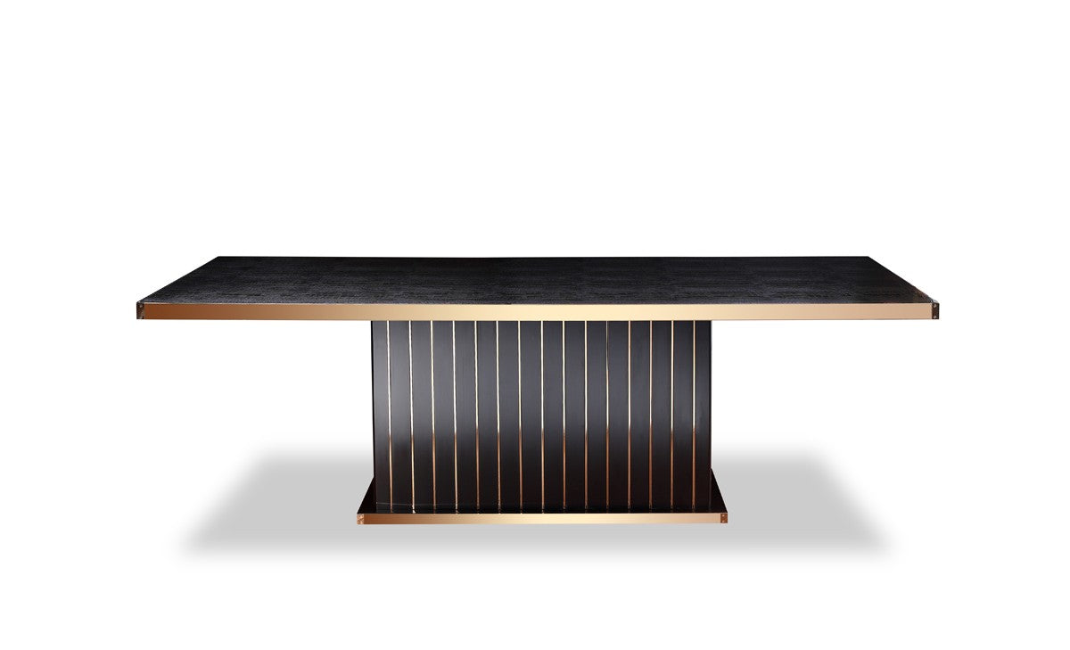 Talin Modern Black Crocodile & Rosegold Dining Table - View 2