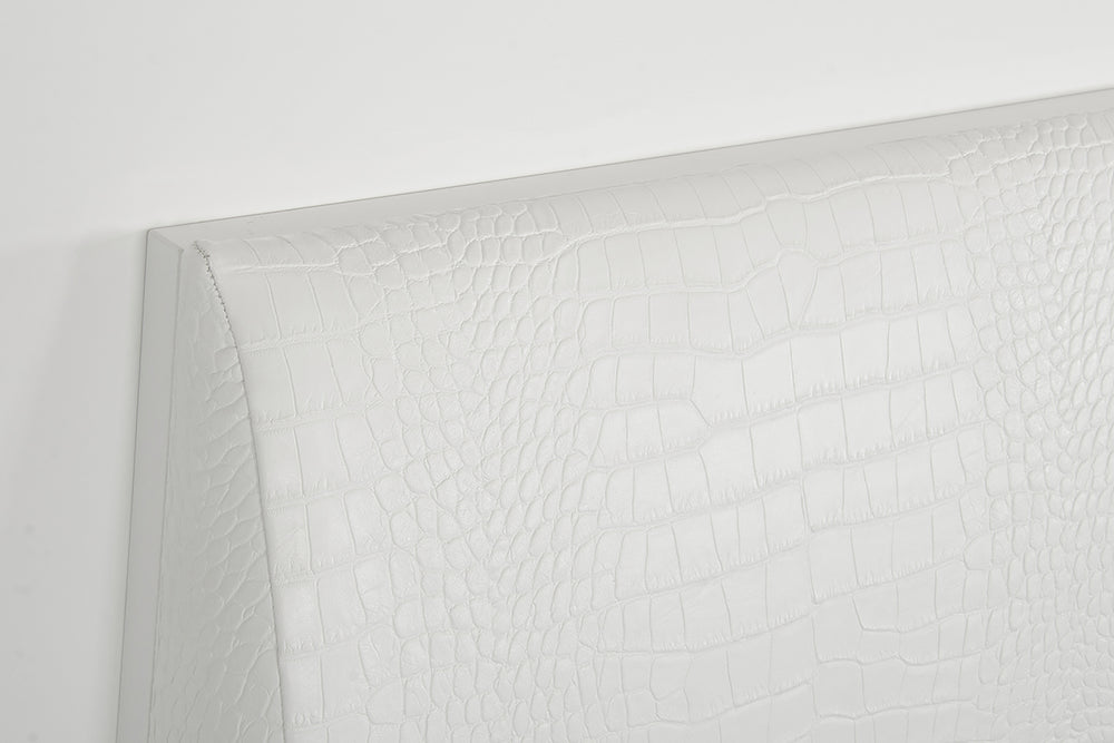Monza Italian Modern White Bed - View 3