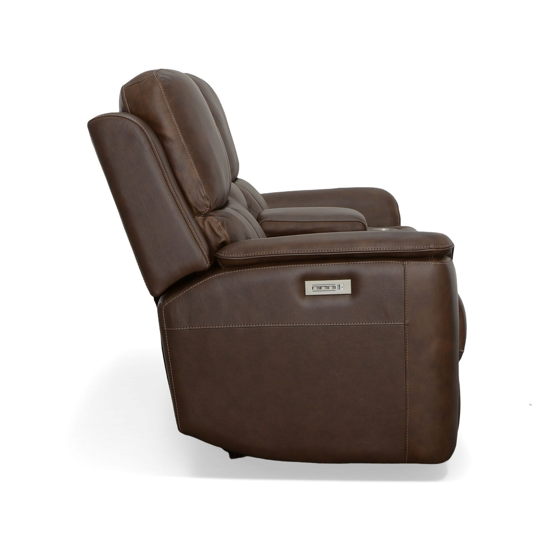 Flexsteel 1041-64PH-94671 Henry  Power Reclining Loveseat With Console & Power Headrests & Lumbar  Burnt Umber