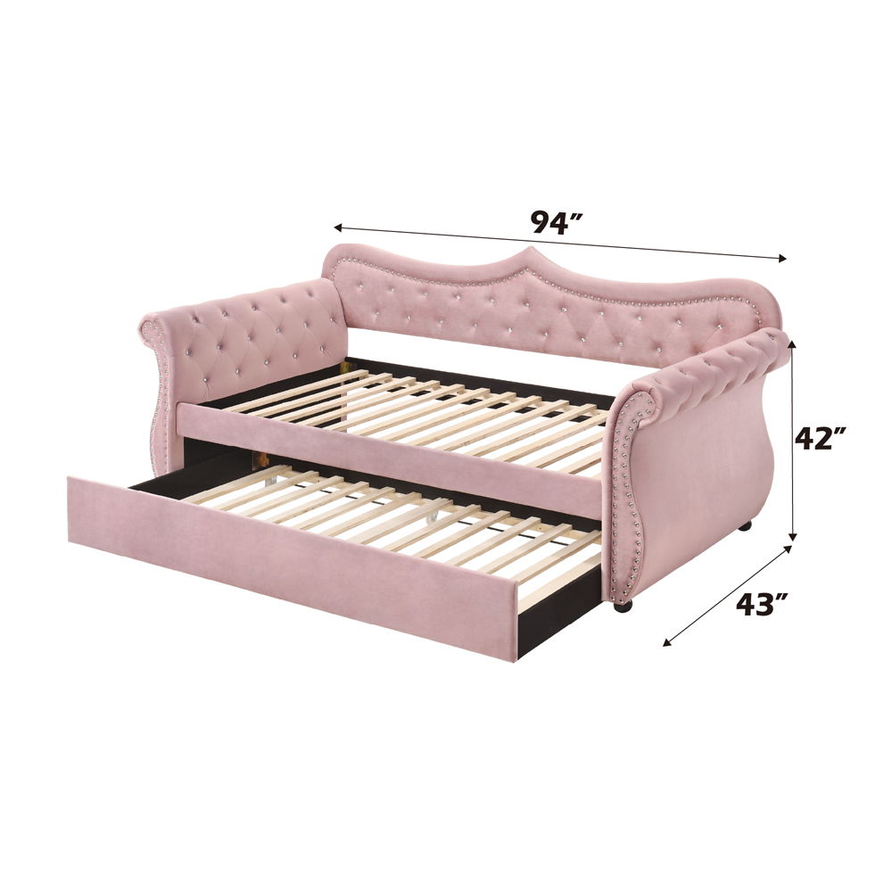 Adkins - Twin Daybed With Trundle - Pink Velvet