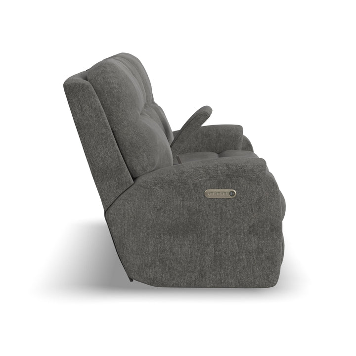 Penn Power Reclining Loveseat With Console &amp; Power Headrests &amp; Lumbar Dark Gray