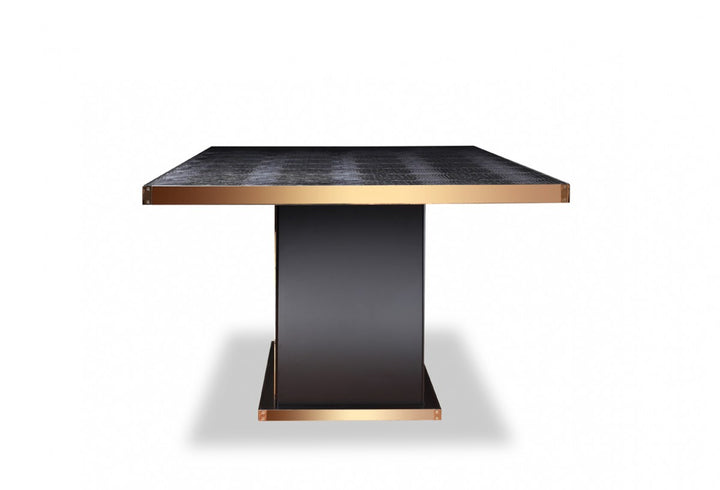 Talin Modern Black Crocodile &amp; Rosegold Dining Table