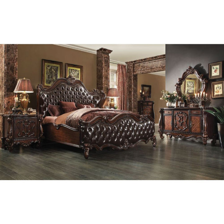 versailles-queen-bed-two-tone-dark-brown-synthetic-leather-cherry-oak