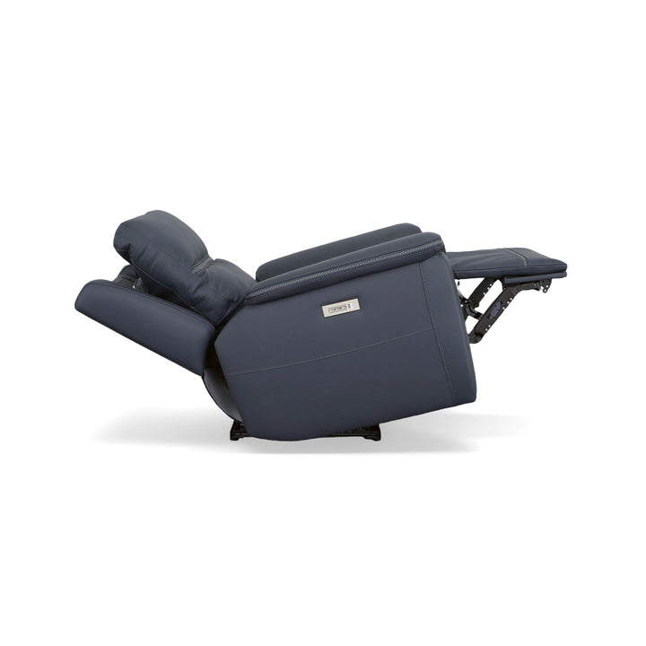 Sawyer Leather Power Recliner with Power Headrest &amp; Lumbar in Marine