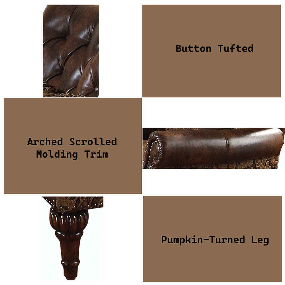 Dreena Chair with Pillow - Two Tone Brown Leatherette & Chenille