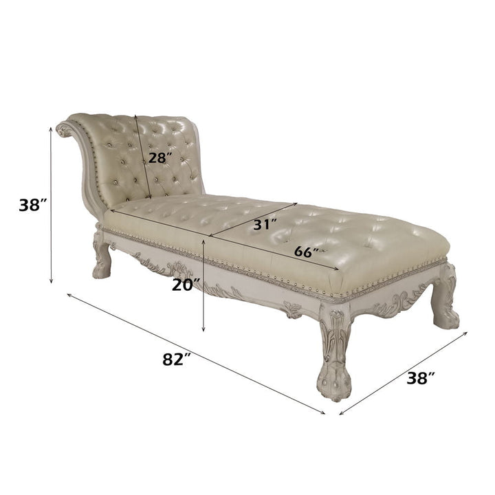 Dresden - Chaise With Pillow - Synthetic Leather & Bone White