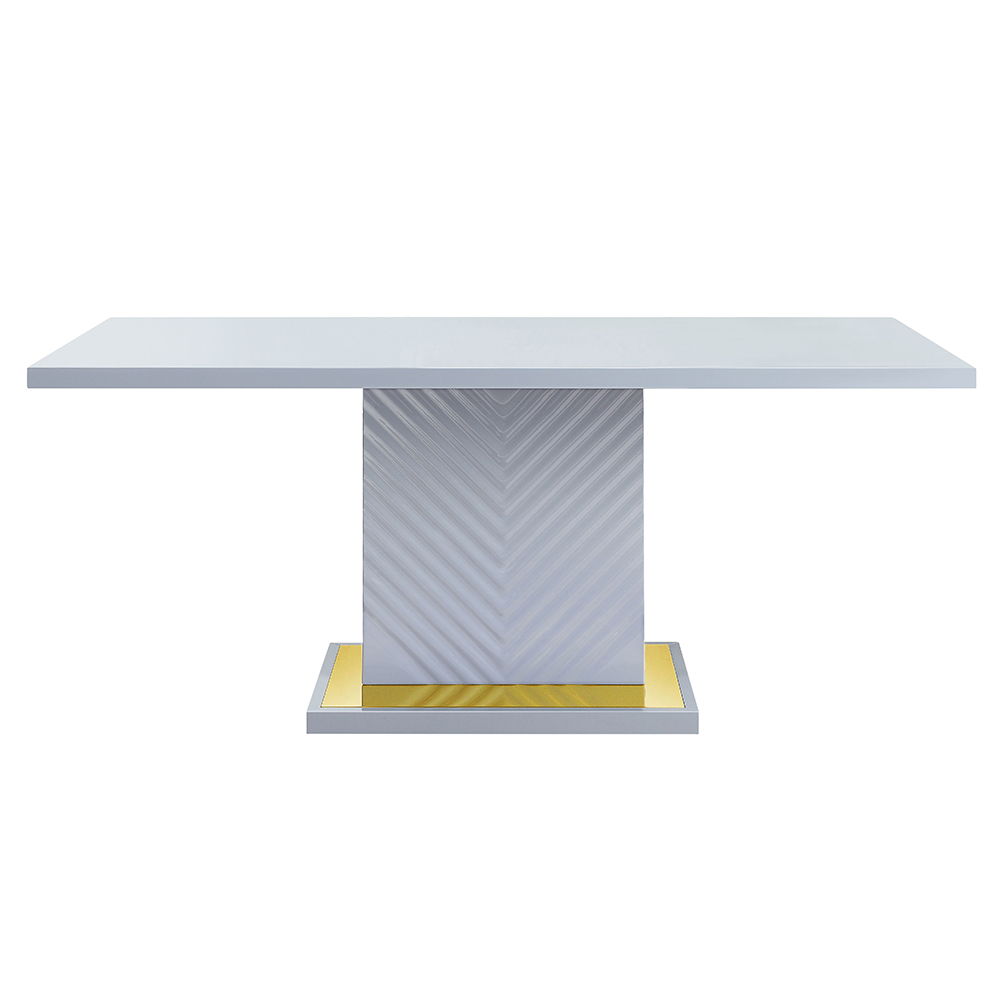 Gaines - Dining Table With Pedestal Base - Gray High Gloss