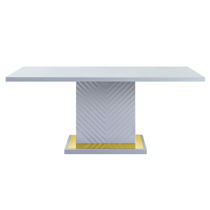 Gaines - Dining Table With Pedestal Base - Gray High Gloss