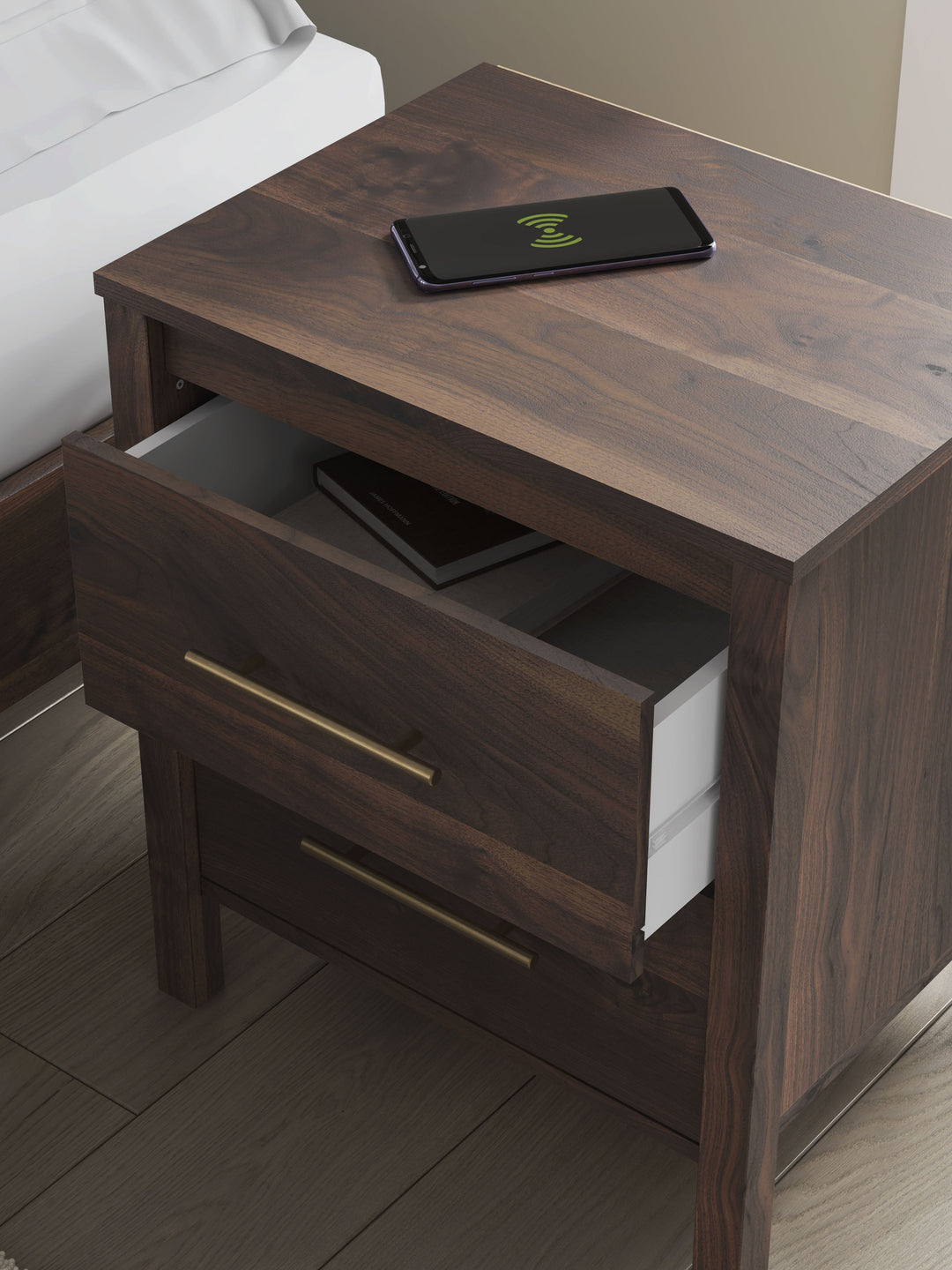 Calverson - Two Drawer Night Stand - Mocha