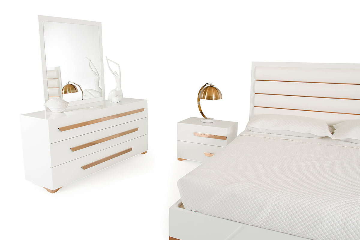 Juliet Italian Modern White  and  Rosegold Mirror